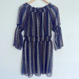 Floral/pattern printed long sleeve dress